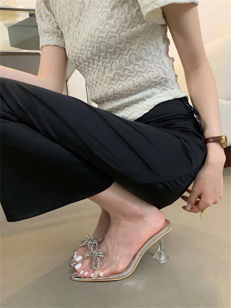 Aneikeh 2024 летние модные дизайнерские прозрачные женские тапочки из ПВХ на