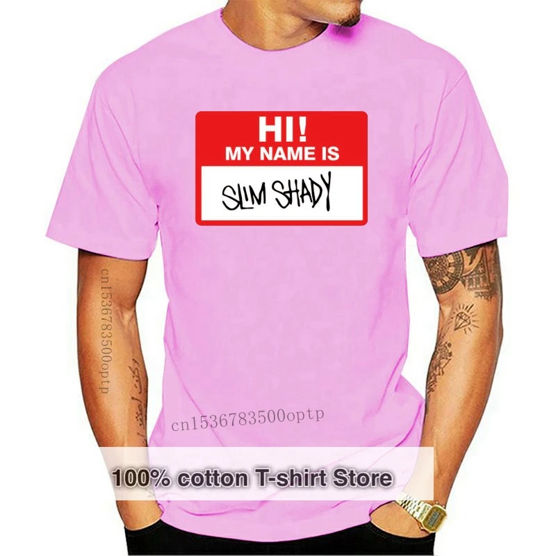 

Eminem Hi My Name Is Slim Shady Name Tag T Shirt Hip Hop Rap Tee Revival Black Mens T Shirts Fashion 2019 Clothing