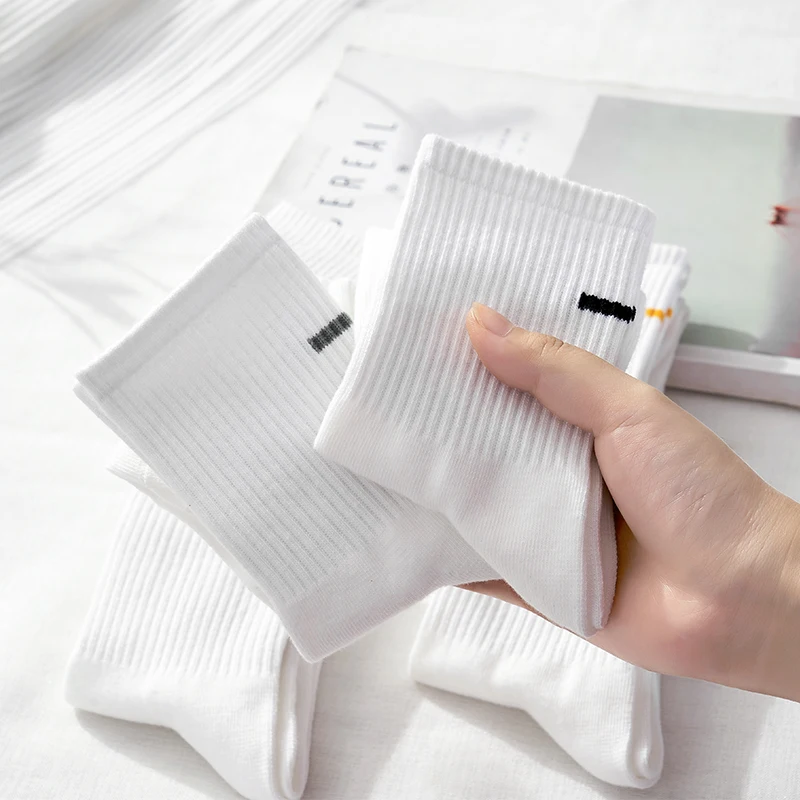 Однотонные мужские и женские носки Kuuk черно-белые на весну осень простые