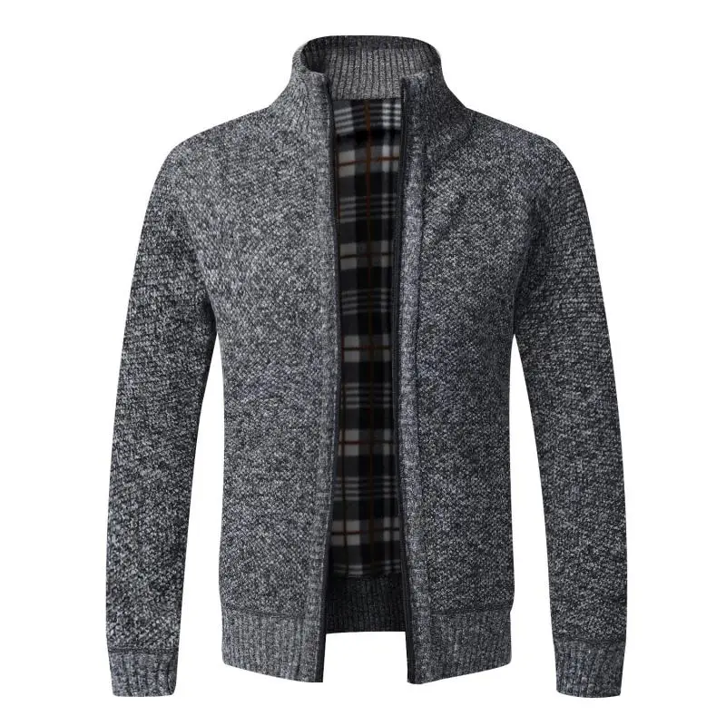 

TPJB Autumn Warm Cardigan Men Fleece Zipper Sweaters Jackets Mens Slim Fit Knitted Sweatercoat Thick Cardigan Sweater Coat Men