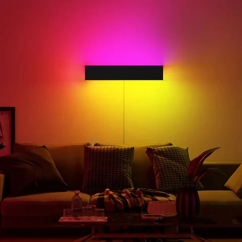 Скандинавский настенный светодиодный RGB светильник с дистанционным управлением, черная и белая Цветная декоративная лампа для гостиной, комнатное освещение для спальни, столовой
