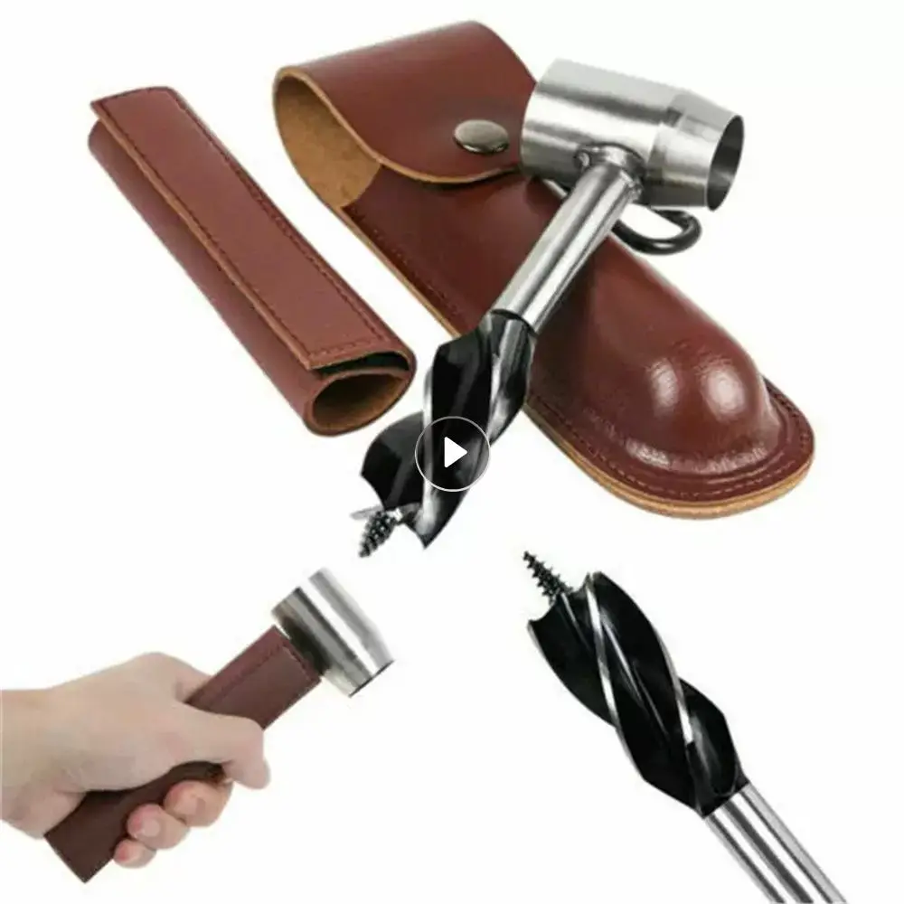 

Case For Hand Auger Wrench Bushcrafting Tools Sharp Design Brown Camping Bushcraft Accessories Drill Bit Case Durable Pu Leather