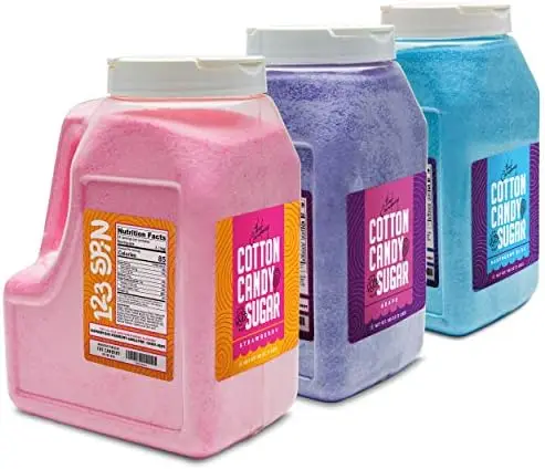 

Candy Floss Sugar 6lbs 96oz jars- 3 Pack Strawberry, Raspberry Blue and Grape
