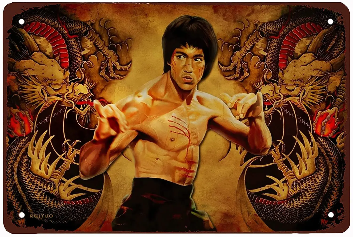 

Tin Sign Bruce Lee,Vintage Metal Tin Sign Retro Poster Design for Cafes Bar Pub Beer Club Wall Home Decor 12x8 Inch