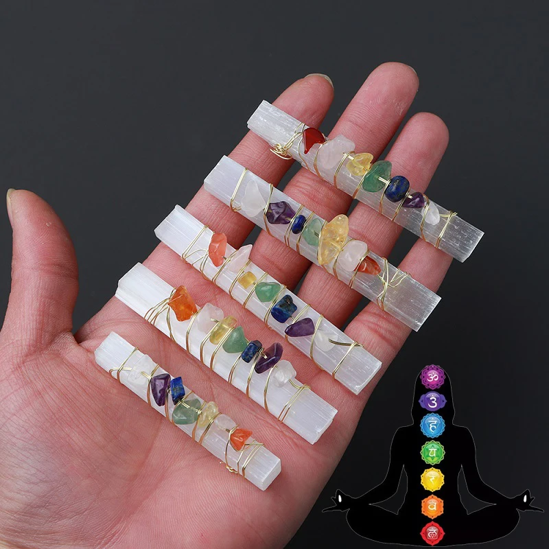 

Натуральный кристалл кварца семь цветов драгоценный камень Йога чакра терапия камень с гипсом DIY рейки ювелирные изделия