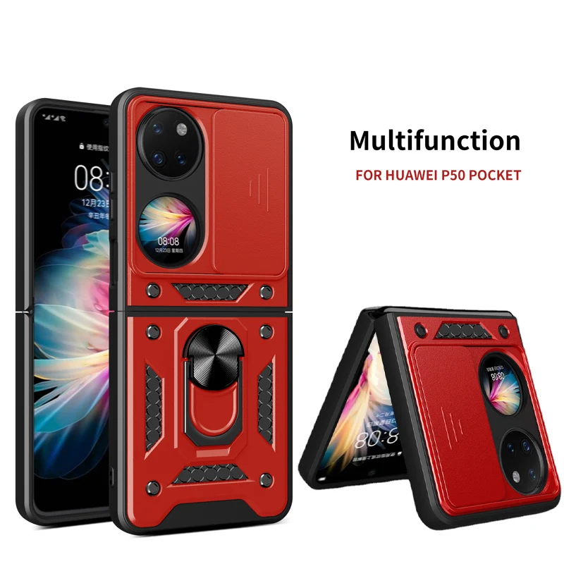

For Huawei P50 Pocket Phone Case Luxury Shunjia push window Covers Cases For Huawei P50 Pocket Protective Shockproof Coque