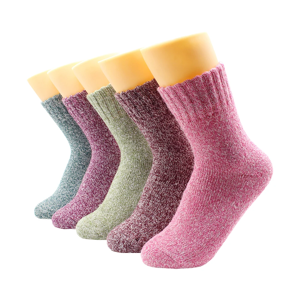 5 Pairs Autumn Winter Women Wool Socks Warmer Cashmere Thermal Thicken Kawaii Pack Gifts for Women