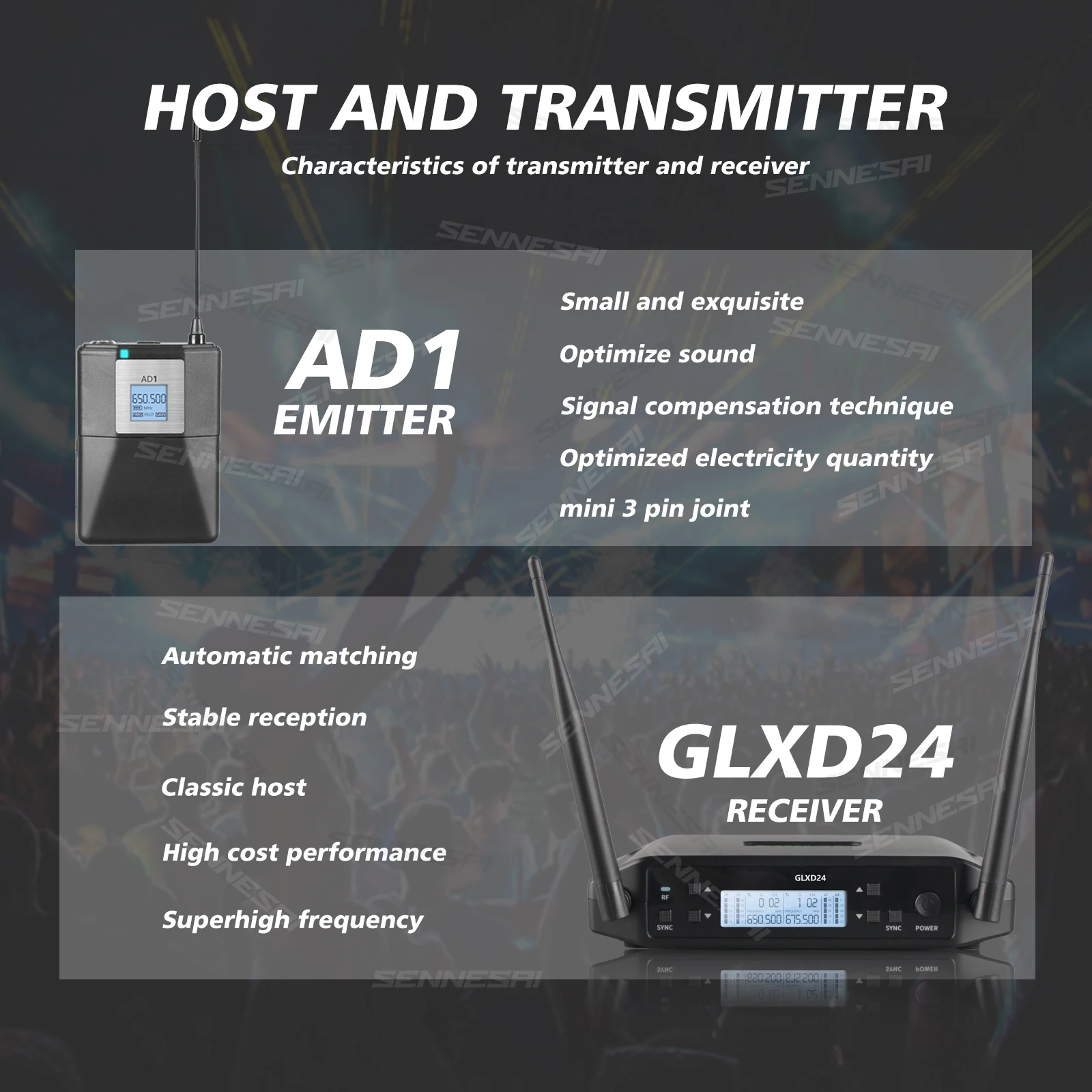 Профессиональное оборудование для беспроводной передачи звука GLXD-24
