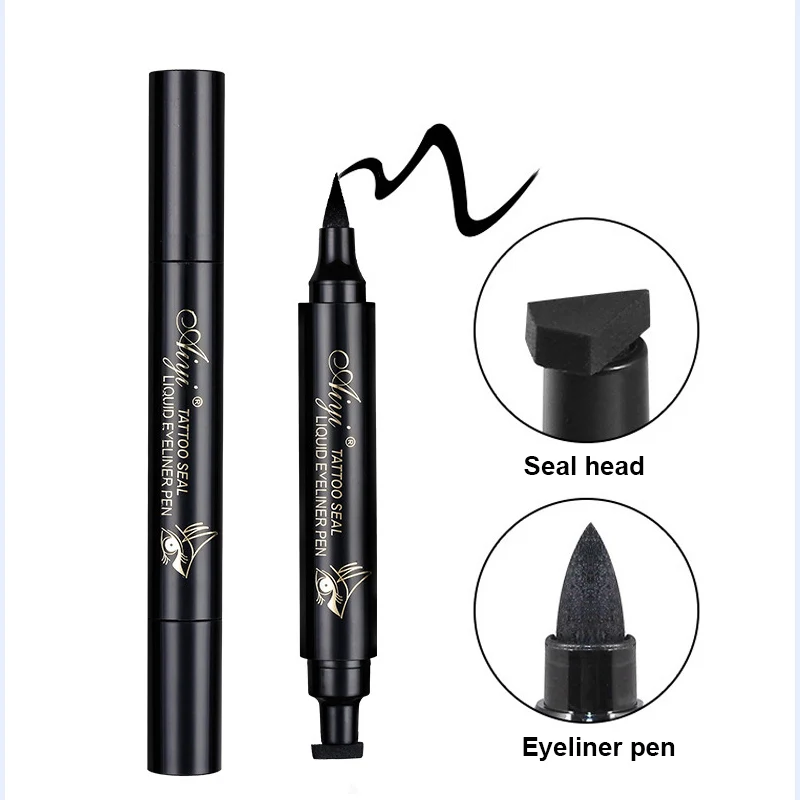 

2 In1 Eyeliner Stamp Liquid Eyeliner Pencil Makeup Stamps Seal Pen Stamp Eyeliner Pencil Waterproof Quick Dry Eyeliner TSLM1