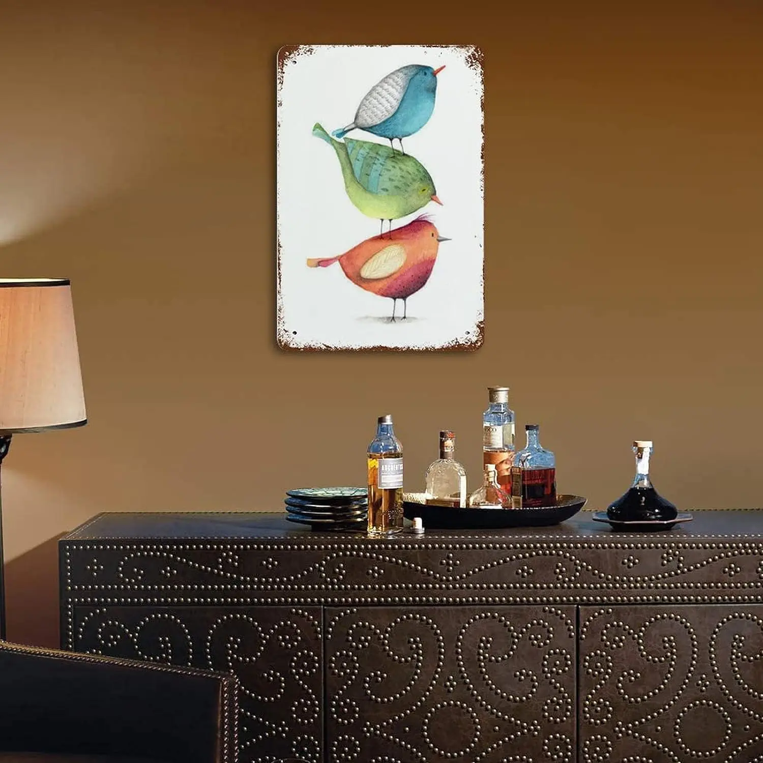 Винтажный жестяной знак Graman декор для стен акварель птицы милые украшения