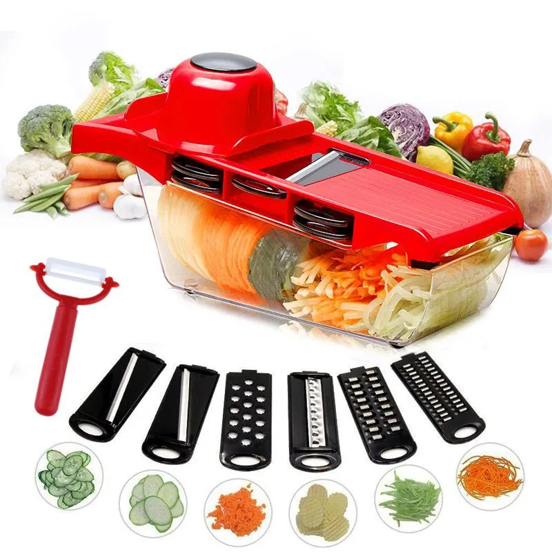 

Vegetable Cutter Grater for Vegetables Slicers Shredders Multi Slicer Peeler Carrot Fruit 6 in 1 Gadgets Vegetable Cutting Tools