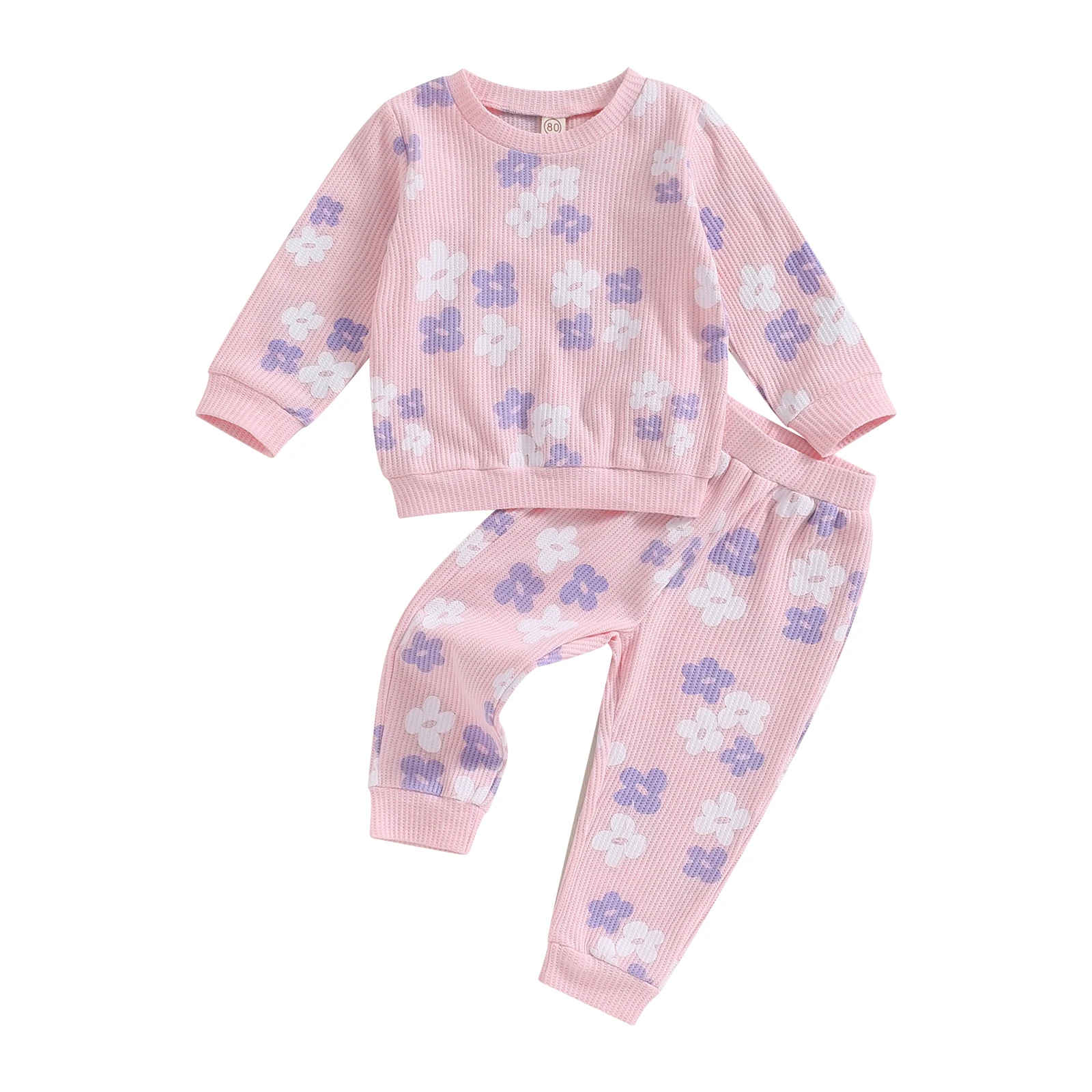 

Toddler Kids Baby Girls 2PCS Pants Sets Long Sleeve Crewneck Sweatshirt Tops Floral Pants Sets 6M-5T
