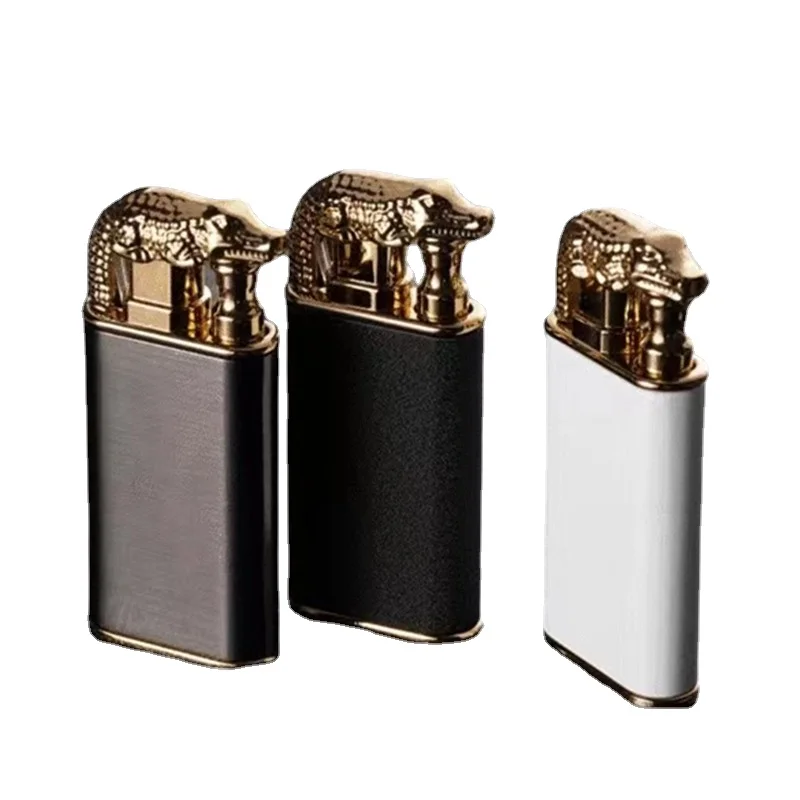 Новинка креативная зажигалка с драконом двойным огнем и открытым ветрозащитная