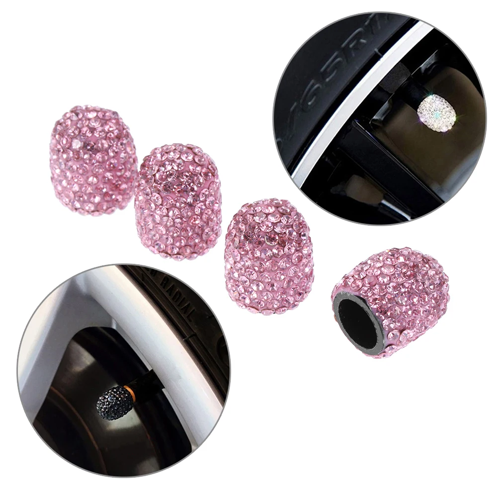 

4Pcs Car Charms Crystal Car Tire Valve Caps Diamond Shining Accessories For Women Bling Car Motorcycle Bicycle Charms