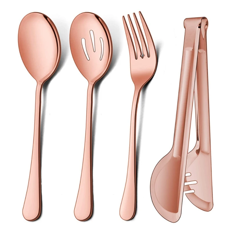 

Ложки, вилки, Сервировочные Ложки с прорезями, Сервировочные щипцы из нержавеющей стали, столовые банкетные сервировочные ложки, набор из 4 ...