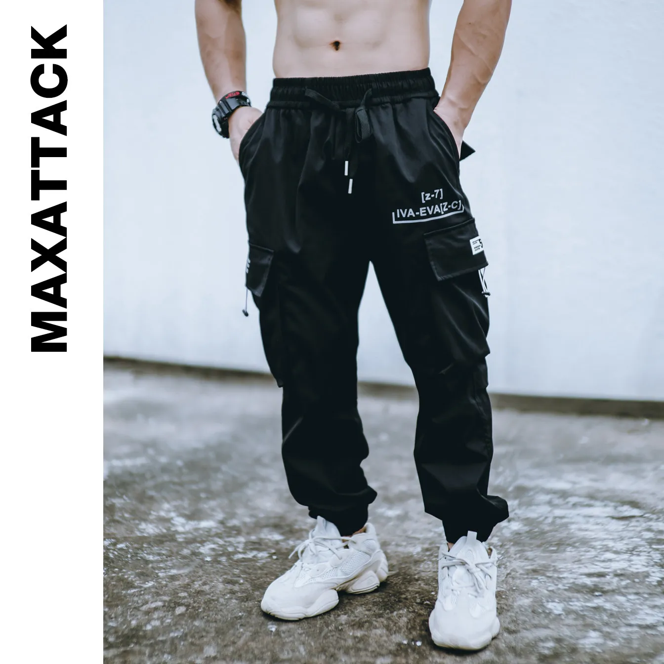 Фото Мужские брюки-карго, спортивные штаны, уличные длинные брюки с манжетами, повседневные осенние брюки с множеством карманов, прочная рабочая одежда, мужские брюки №2