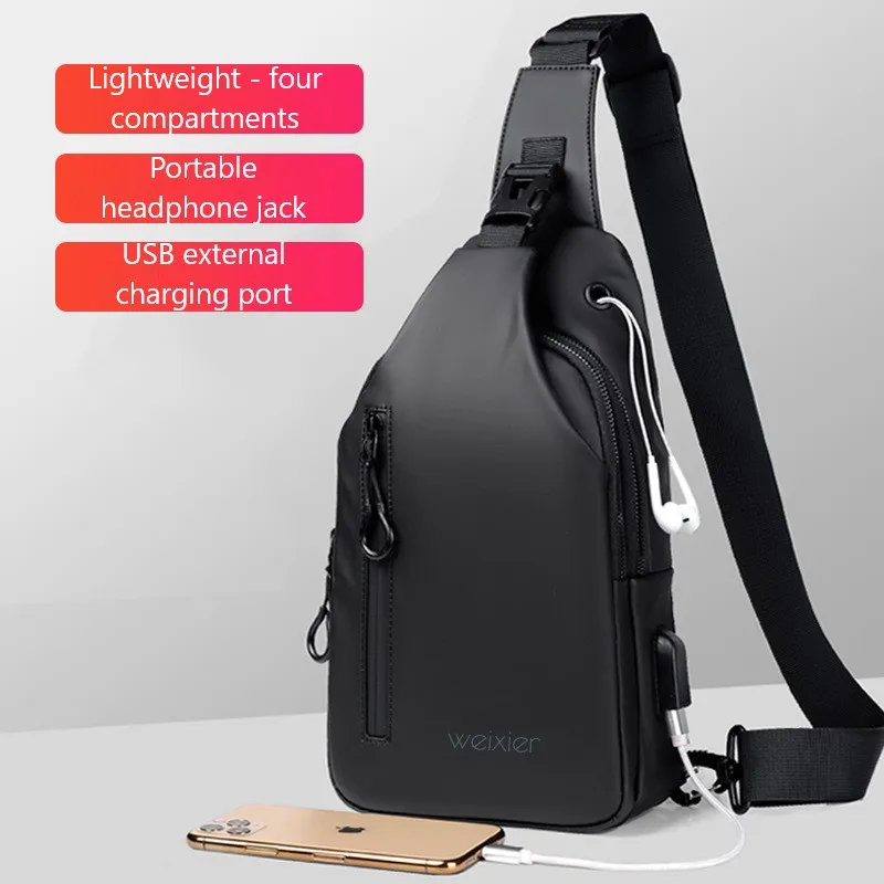 Men's Chest Bag New Outdoor Sports Messenger Bag Multifunctional Waterproof Oxford Cloth Shoulder Bag Sling Bag Men
