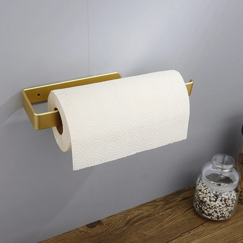

Gold Bathroom Towel Rack Free Punching Toilet Space Aluminum Towel Rack Kitchen Tissue Rack