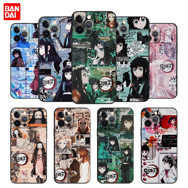 

Demon Slayer Manga Japanese Cell Phone Case for iPhone 12 13 Mini Pro Max Se 2020 12Pro 13Pro Cover Silicone Black Back Shell