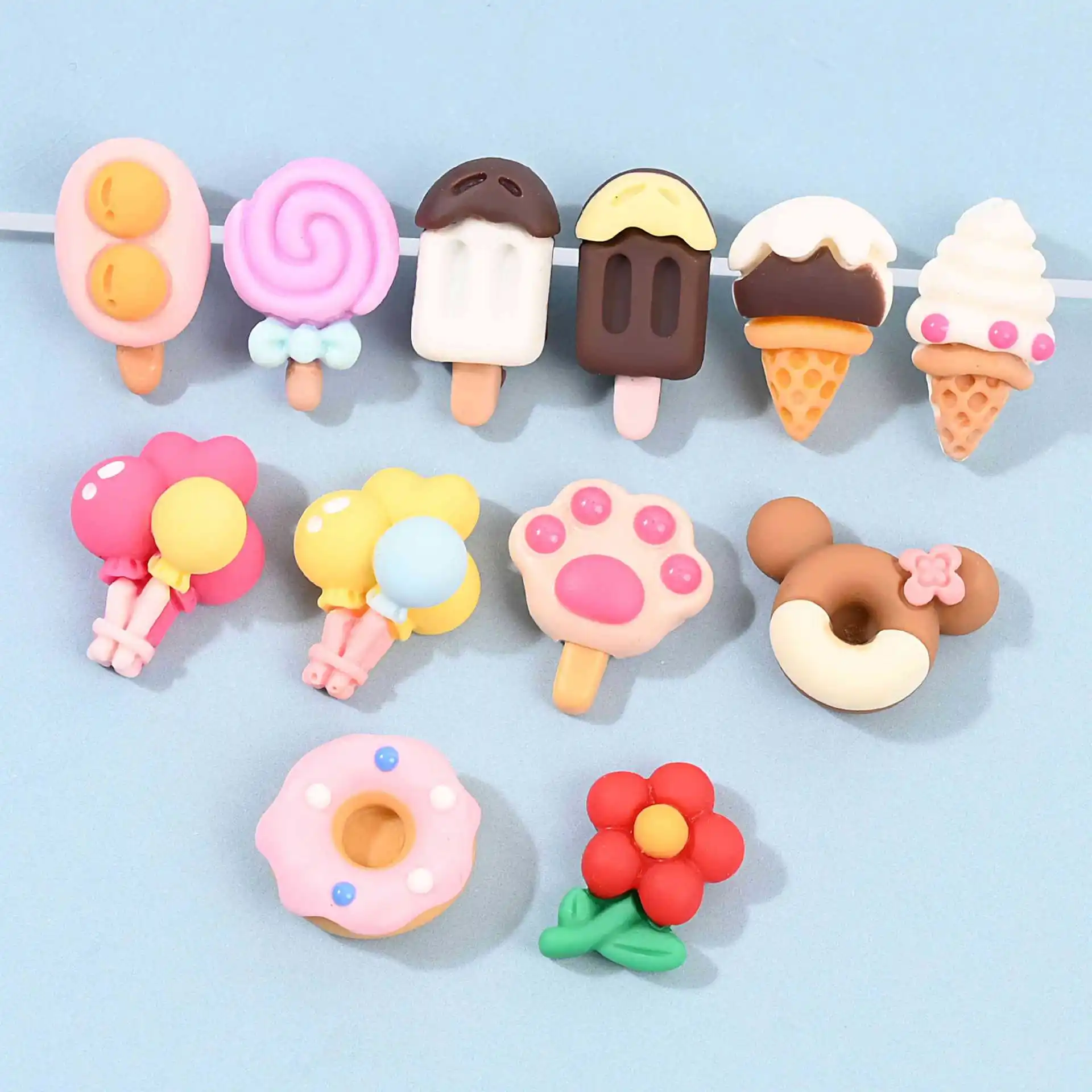 

10pcs Cartoon Kawaii Resin Ice Cream Series Craft Supplies Accessories Flatback Embellishments Miniature Diy Scrapbook Supplies