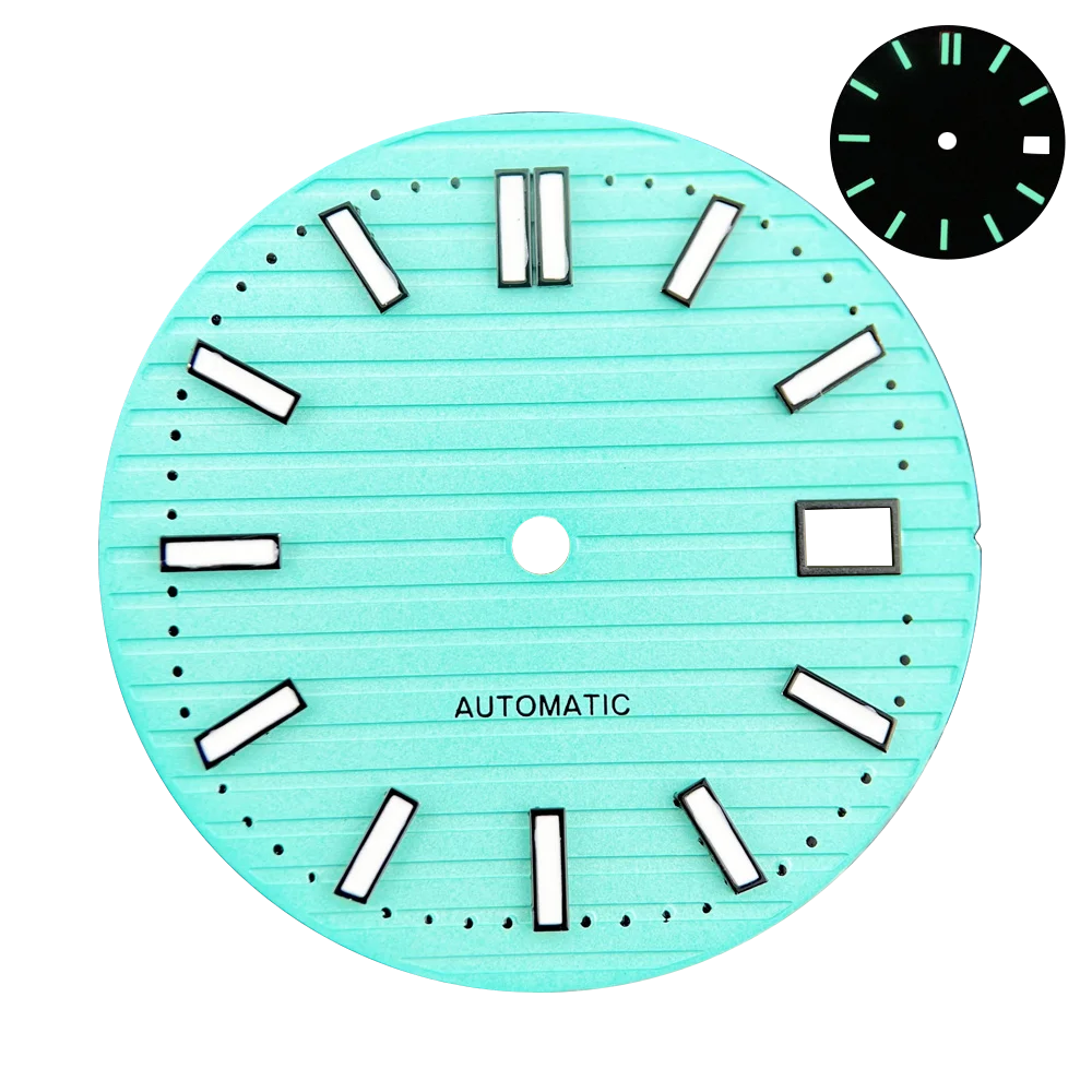 29.8mm Nautilus Dial Green Luminous Watches Accessories for NH35 NH36 Automatic Movement With S Logo