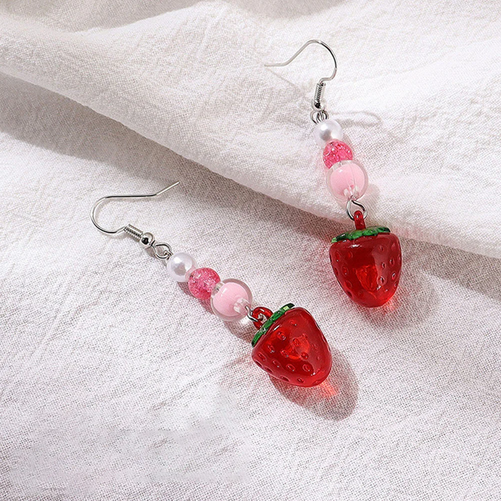 1 Pair Strawberry Earring Fruit Strawberry Resin Earrings Dangle Earrings Women Earrings