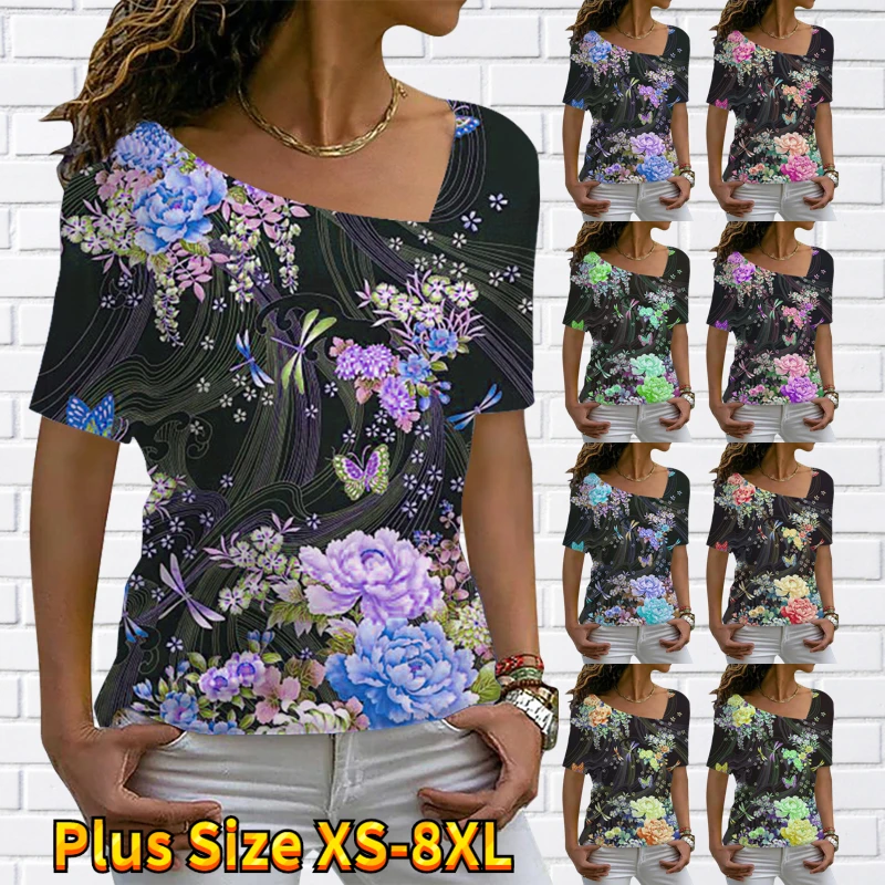 

Женская футболка с коротким рукавом, V-образным вырезом и 3D-принтом