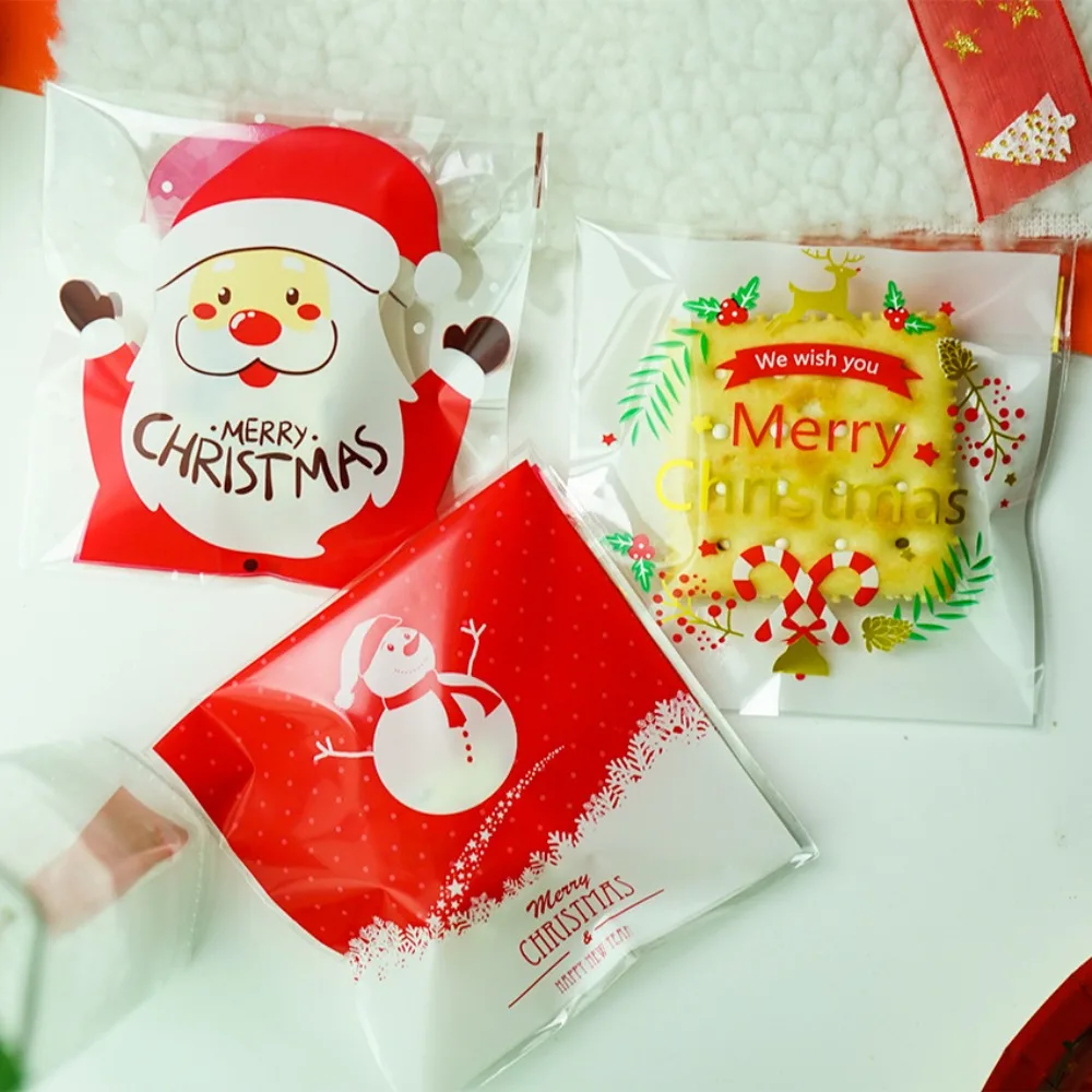 

Рождественские Сумки для конфет упаковка карманная печенье змея самоклеящаяся упаковка Санта Клаус Олень Рождественская елка праздничное украшение Вечерние