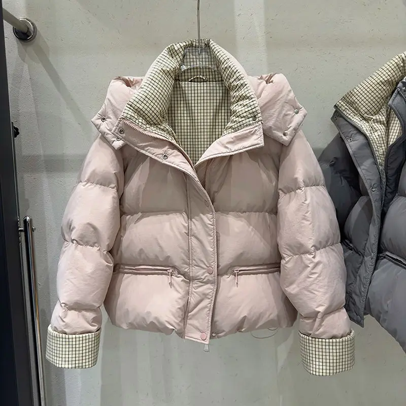 Зимний новый женский пуховик, пригородная клетчатая куртка с капюшоном (art.: 3920d183b503d) - 3920d183b503d