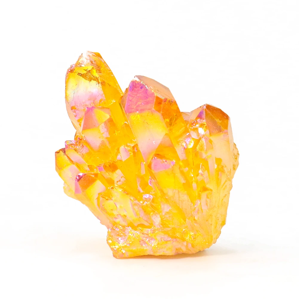 

Natural Citrine Crystal Cluster Quarz Electroplate Drusy Gemstone Raw Ore Laboratory Tourmaline Specimen Yoga Meditation Decor