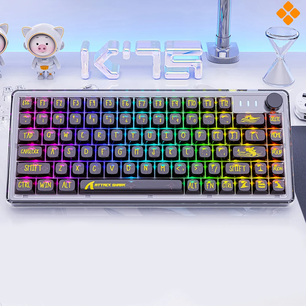 

K75 DIY Customized Mechanical Keyboard with Knob 81 Keys RGB Backlit Hot Swappable Dual ISSP Mute Full-key Axis for PC Laptop