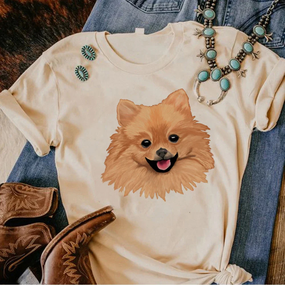 

Pomeranian Tee women streetwear top female designer y2k manga clothing