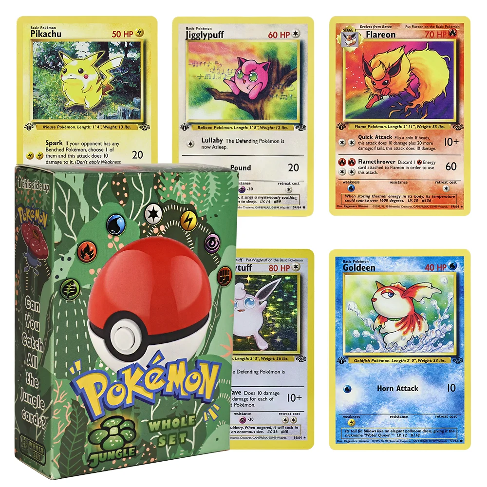 Фото Карты PKM Весь набор Базовый набор 2/ Team Rocket/1st Edition Jungle/Fossil TCG Коллекция настольных игр PTCG Proxy Cards Toys Полный набор №4