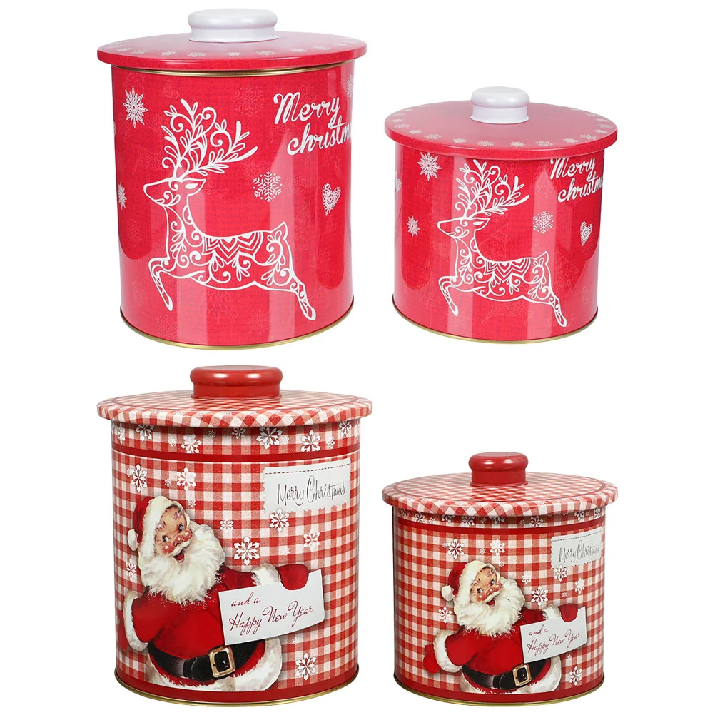 

Christmas Candy Jar Canister Box Sealed Multi Function Storage Gift Holiday Tin Tins Wrapping Delicate Householdlidholder Tea