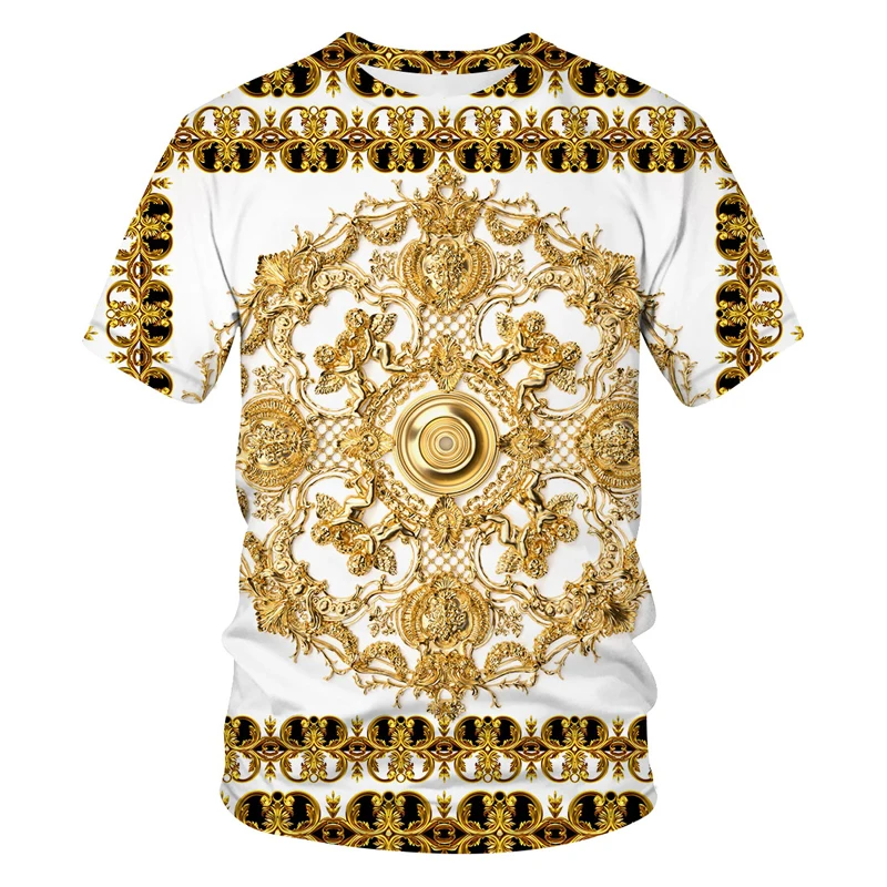 

2023 mais recente barroco t camisa para homem/mulher verão oversized camiseta 3d cabeça de leão coroa impressão impressa em torn