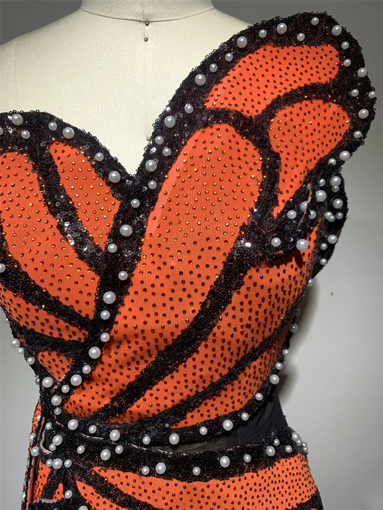 2023 дизайнерское женское платье-бабочка роскошное облегающее платье с жемчугом и