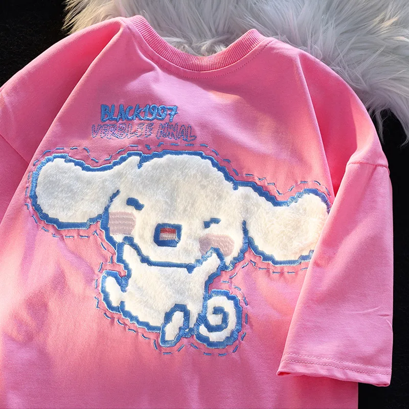 

Милая футболка Sanrio Cinnamoroll с коротким рукавом мультяшный универсальный модный дизайн для девушки подарок на день рождения для девушки
