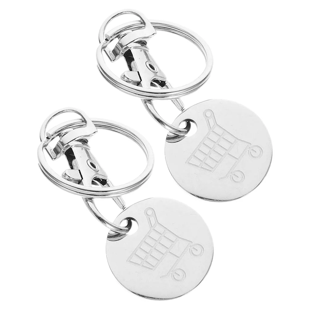 2 шт. жетоны на тележке для покупок с кольцами ключей корзина из нержавеющей стали
