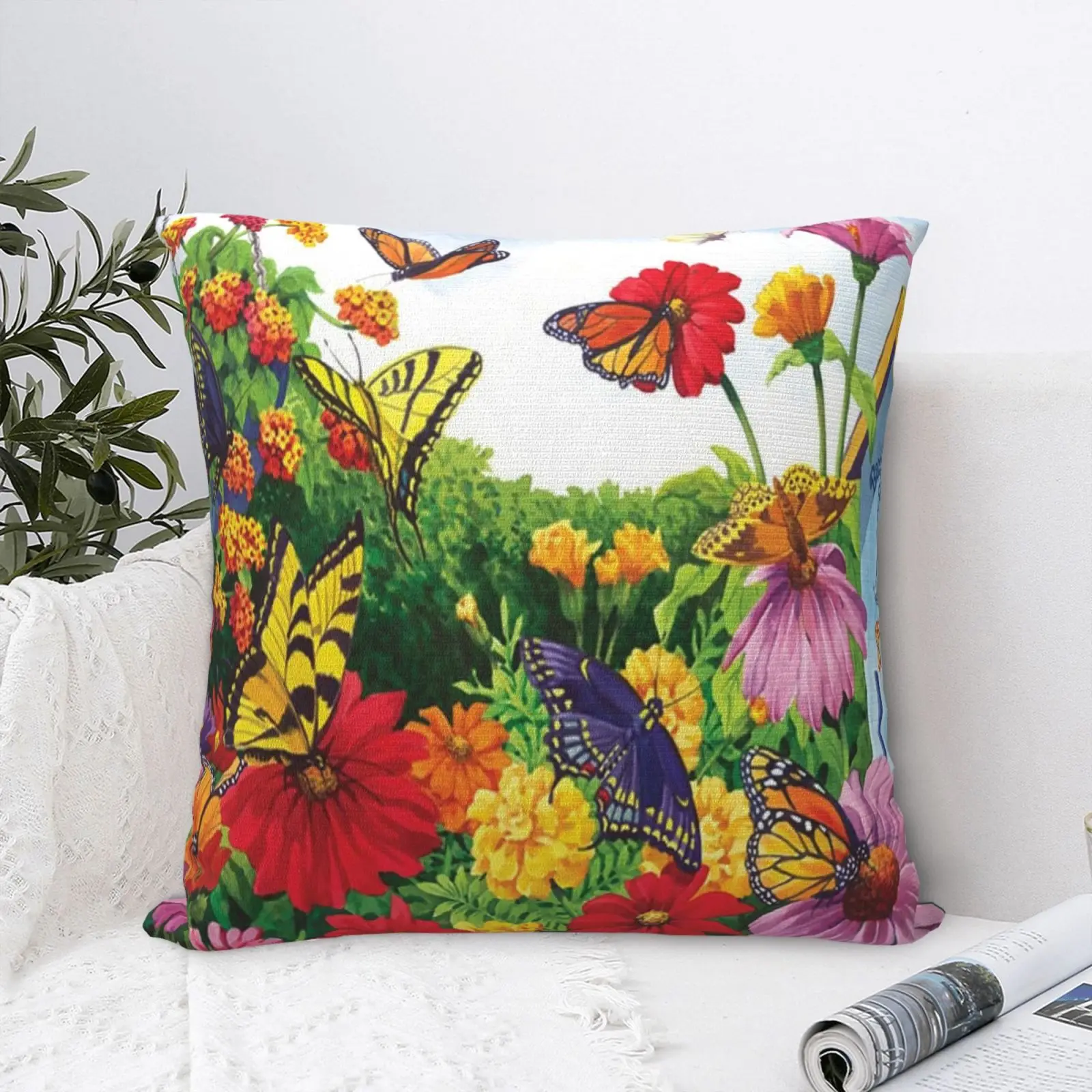

Чехол для подушки с бабочками и цветами, 13 дюймов, милые аксессуары для домашнего декора, летняя наволочка для подушки, чехол для подушки, бе...