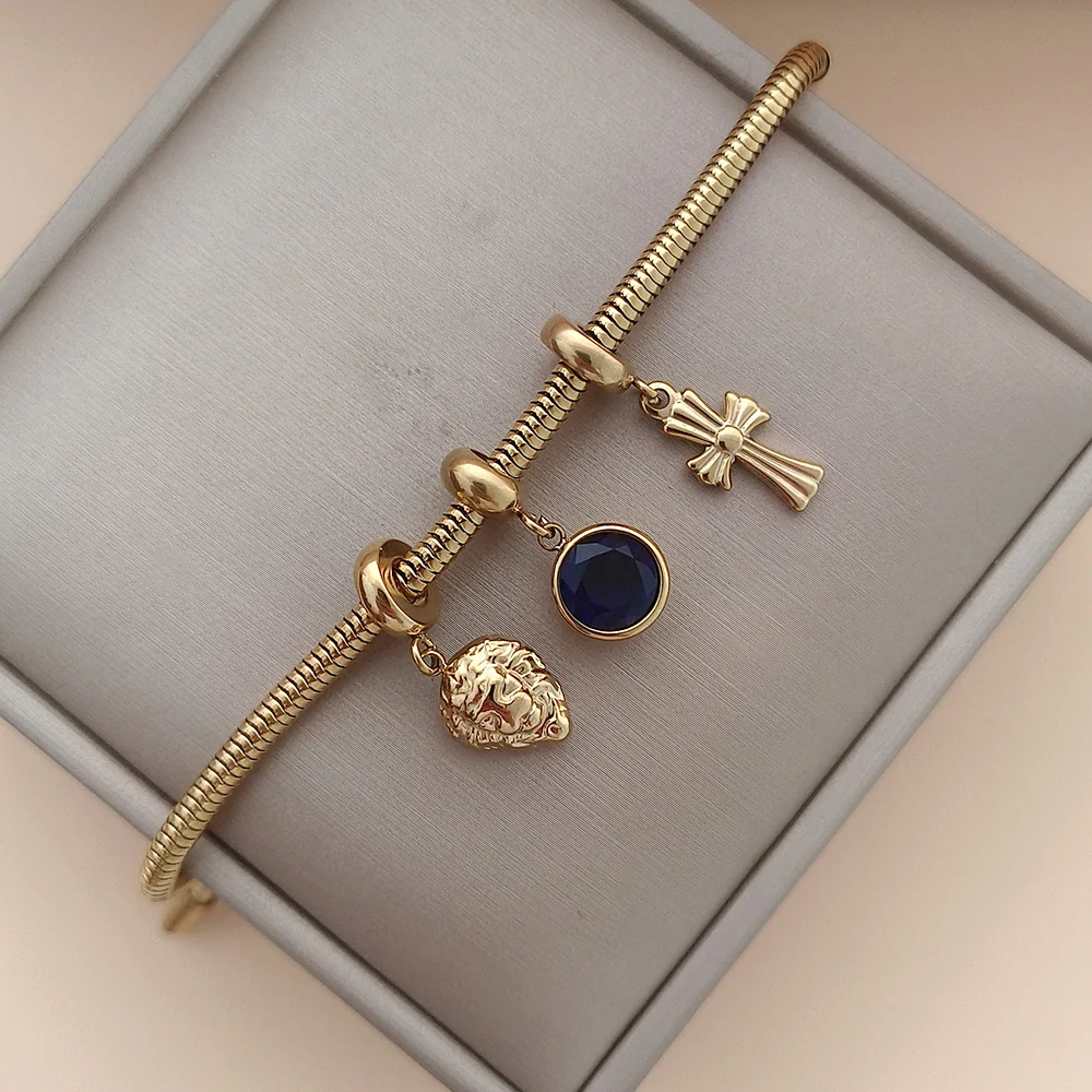 

3pcs Stainless Steel Pendant Gold-plated Cross Lion Charm Fit Pandoraer bracelet DIY making for women's jewelry gifts кулон