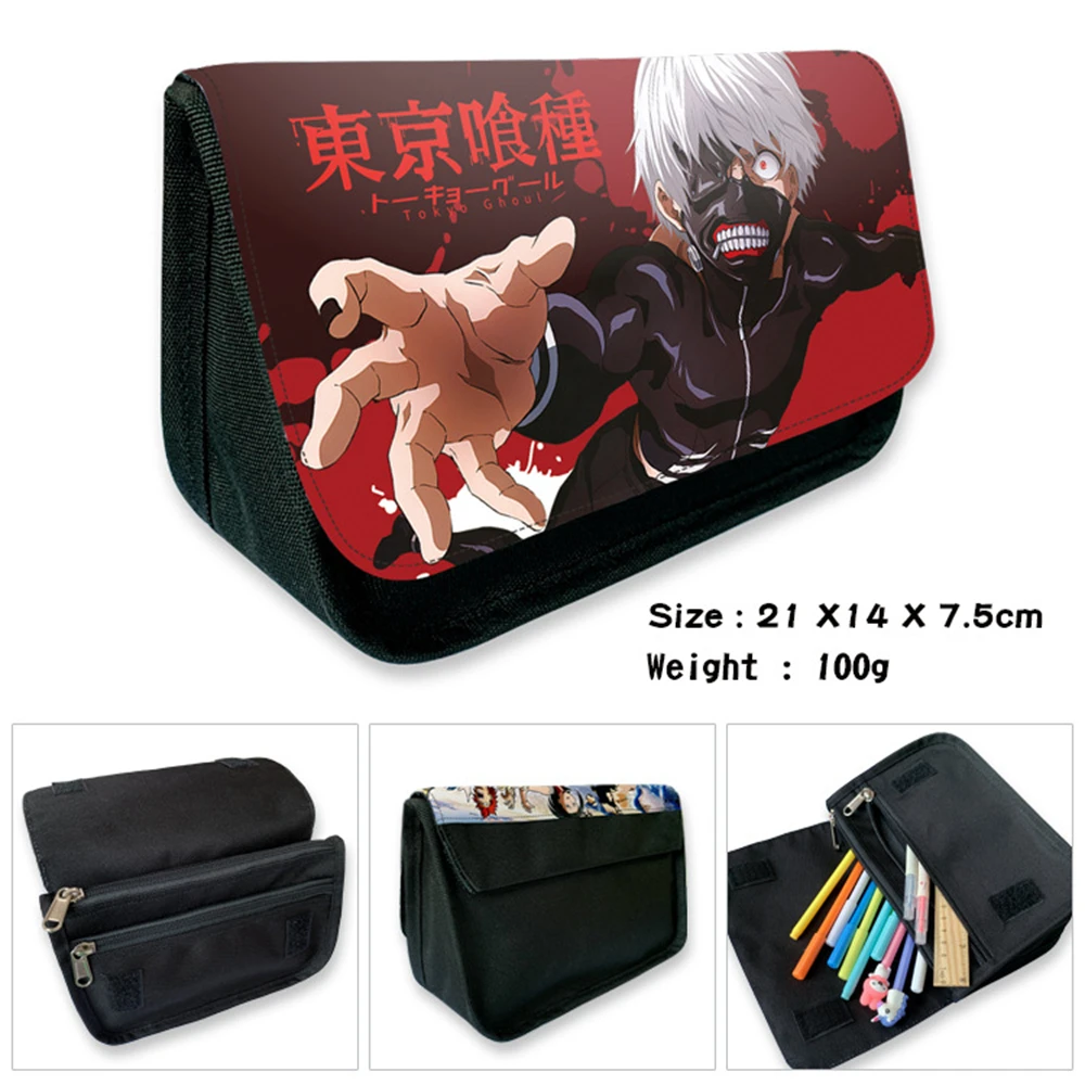 

Anime Tokyo Ghoul Nylon Pencil Case Cartoon Cosmetic Cases Student Zip Stationerybag High Capacity Penbag Printing Make Up Bag