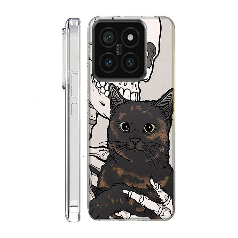 Прозрачный чехол для телефона Skull Cat Skeleton Dog Xiaom Mi 12 12T 11T 10T 9T 13 11 10 9 8 Lite CC9 CC9E Pro 6X 5X A1 A2