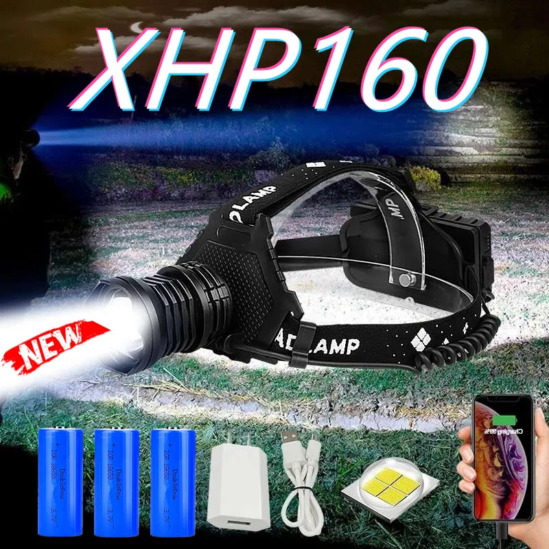 

700000Lm Most Powerful XHP160 headlamp XHP90 led Headlight 18650 Rechargeable USB Head Lamp with cob light XHP70 Head Flashlight