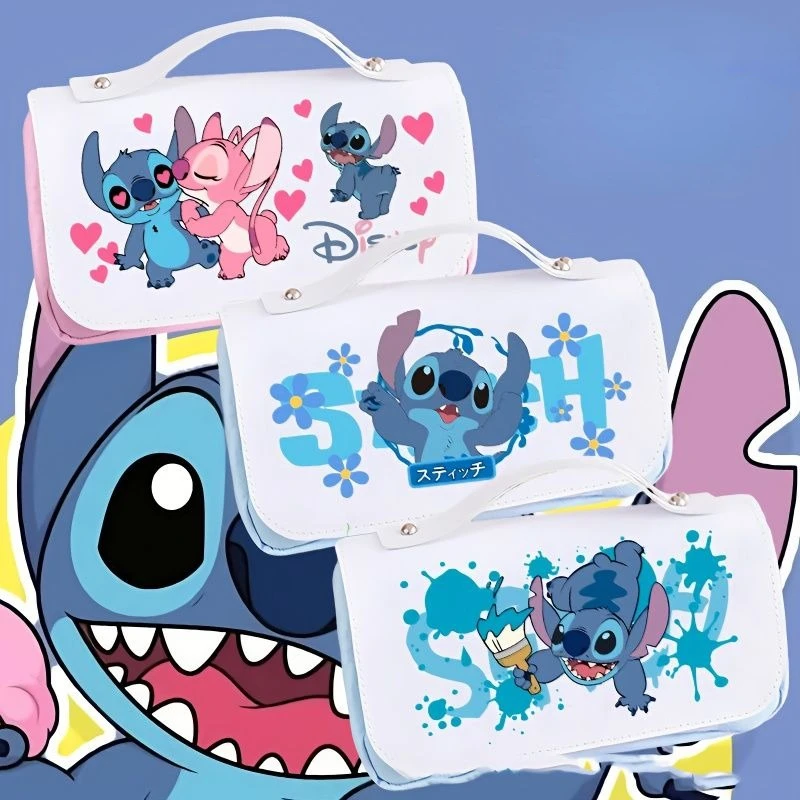 Стич новый милый креативный мультяшный узор двухслойный вместительный пенал для
