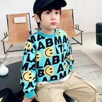 boys spring autumn sweater 2 7year baby pullover tops girls children printed letters smiling face clothes wear sweatshirt