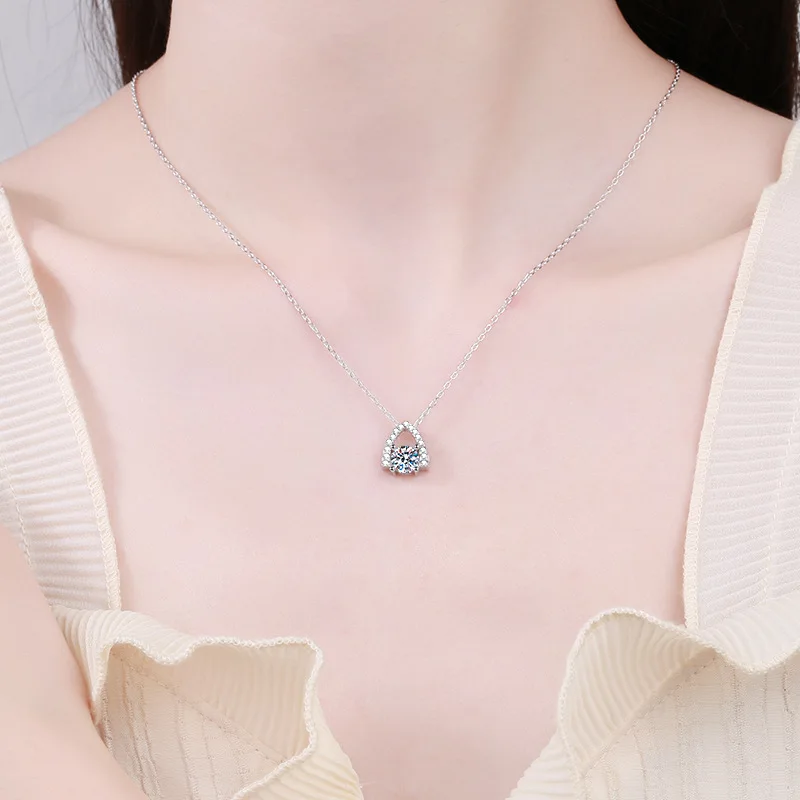 Женский кулон из серебра 0 8 пробы с муассанитом 100% карат 6 мм