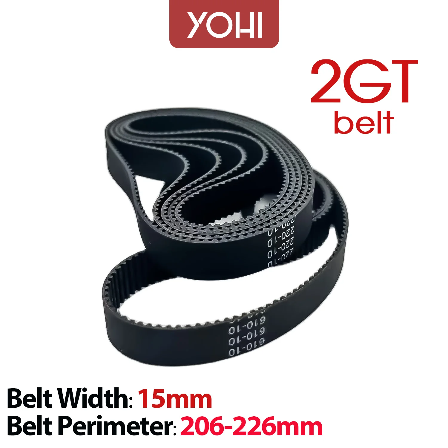 

2GT 2MM GT2 Timing Belt Pitch Length 206/208/210/212/214/216/218/220/222/224/226mm Width 6mm Rubber Closed