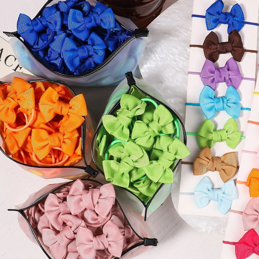 

5/10/20Pcs/Lot Solid Hair Bows Elastic Hair Bands For Gilrs School Bows Headband Hair Ties Headwear Kids Hair Accessories Gifts