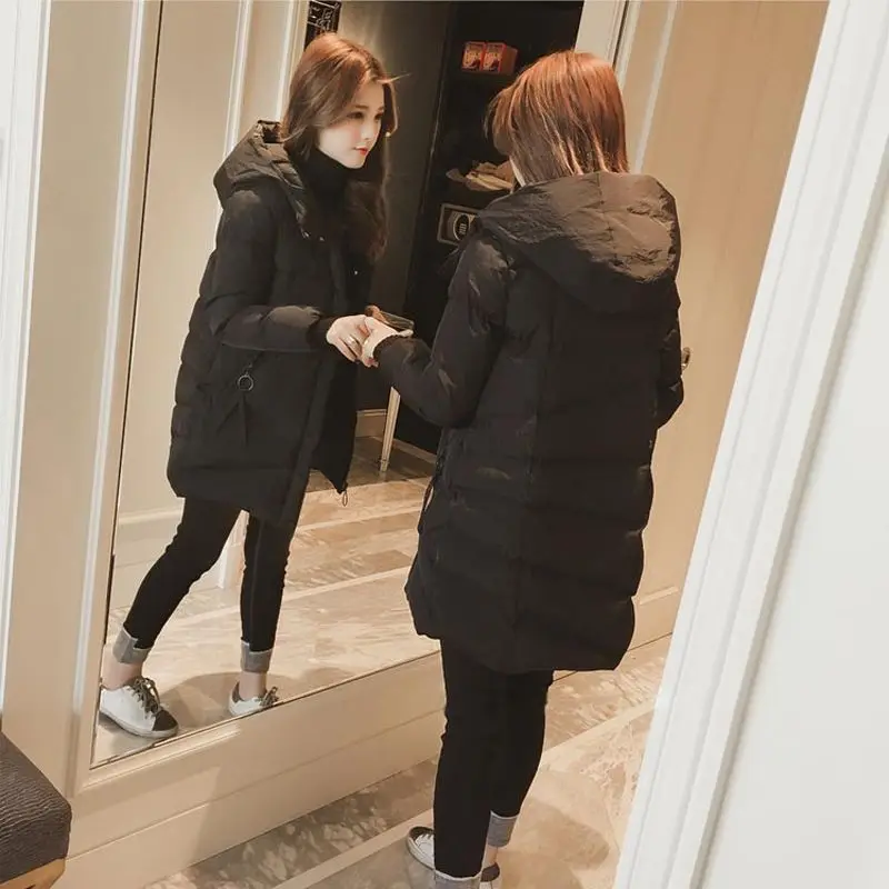 Winter Slim Hooded Parkas Jackets Women Thicken Warm Long Coats Korean Cotton Padded Coats New Jacket Outwear Ladies Zipper S40