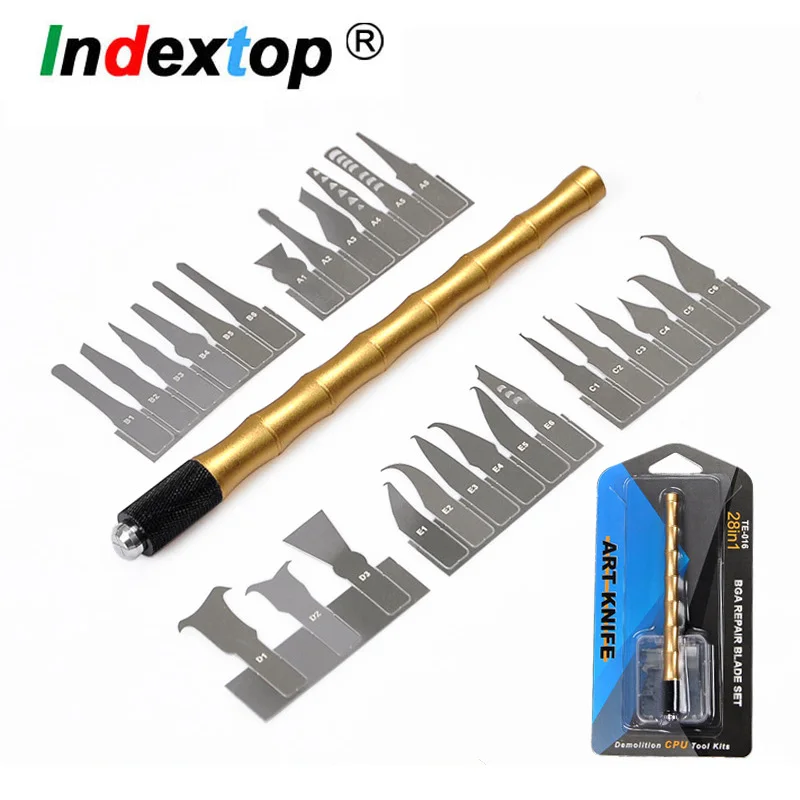 

28 In 1 Mobile Phone Repair Metal Spudger Prying Tool Kits Opening Repair for CPU Remover Logic Board Flash Repair Blades Tools